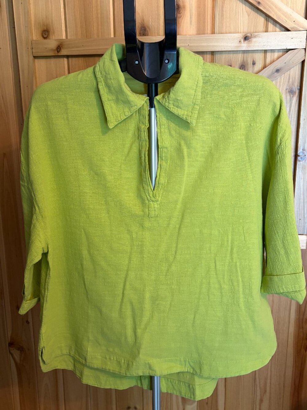 Blanco by Nature Gauzy Cotton Size M Lime Green Made in Peru Beach Resortwear